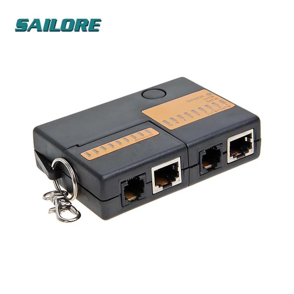

Мини-тестер сетевого кабеля, инструменты 9 В, RJ45 RJ11 RJ12, с цепочкой для ключей