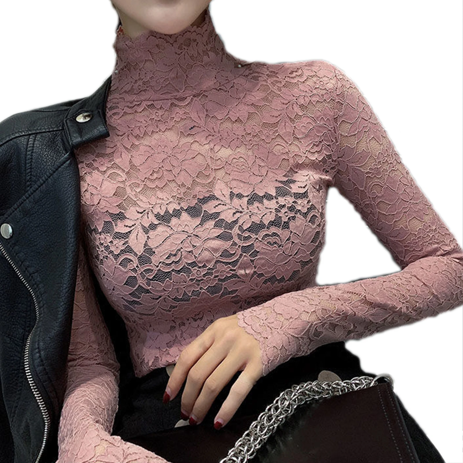Элегантная женская блузка Новое поступление 2021 кружевная с длинным рукавом и