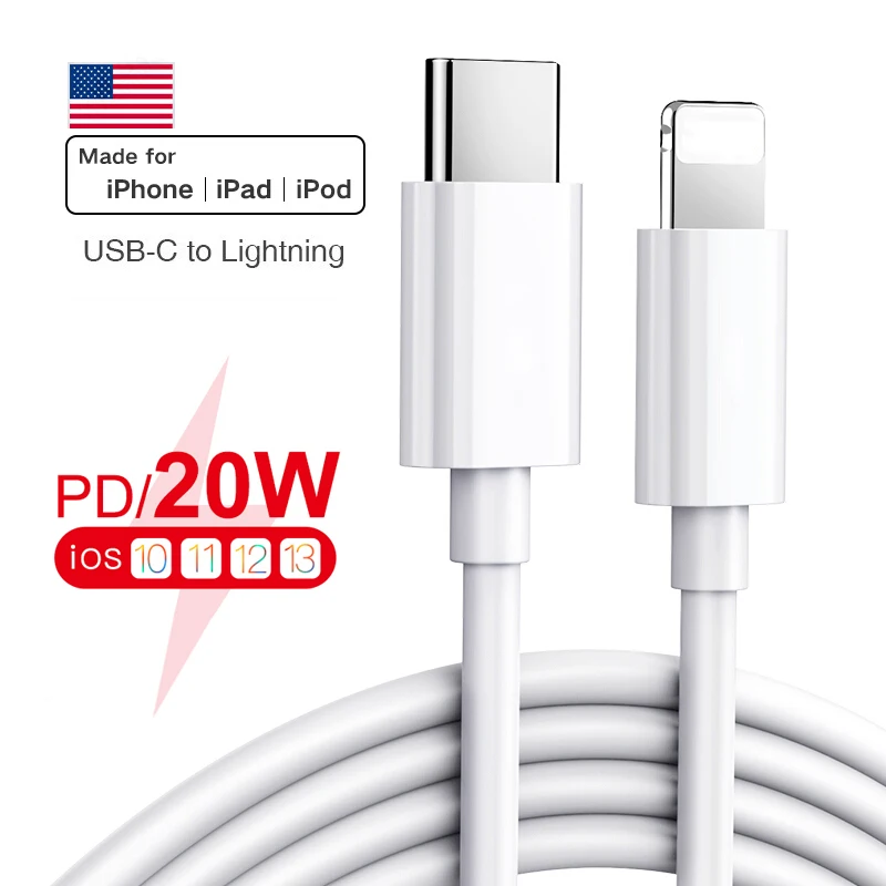 

20W PD USB Type C Cable For Apple iPhone 12 11 Pro Xs Max Fast Charging Charger For MacBook iPad Pro Type-C USBC Data Wire Cord