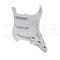 polished silver 3 ply guitar prewired loaded pickguard sss w pickups for sss