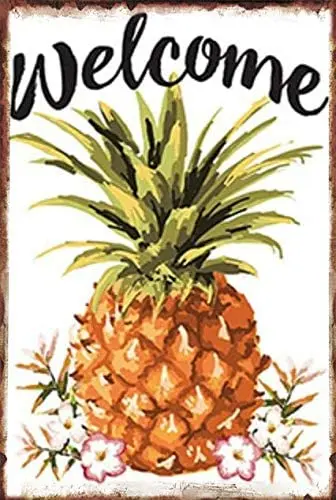 

Welcome to The Cottage Seaside Swimming Pool Ranch Family Garden Bar Chicken House Tin Metal Welcome Sign Retro Indoor Outdo