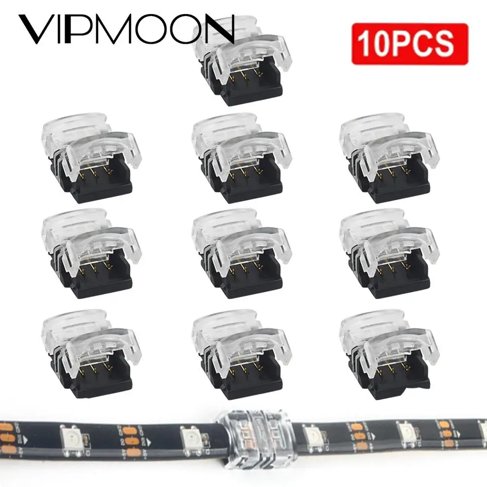 10pcs LED Strip Connectors 3pin 10mm Strip To Strip LED Connector For LED 2835 3528 5050 LED Strip Terminal Splice Connector