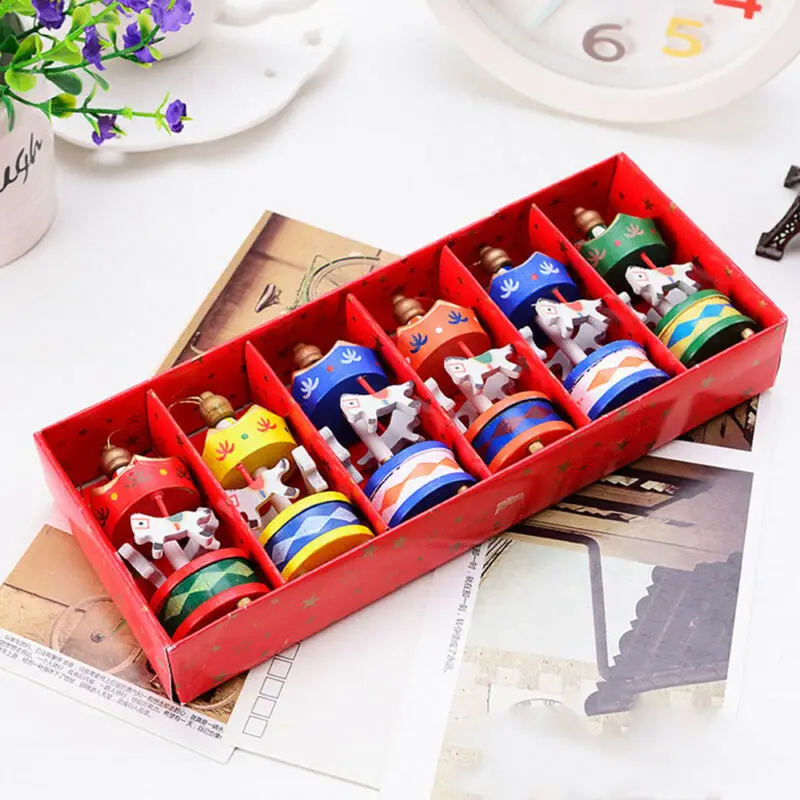 6Pcs Christmas Rotating Trojan Horse Decorations Baubles Party Table Decoration for Home Ornaments Xmas Gifts | Дом и сад