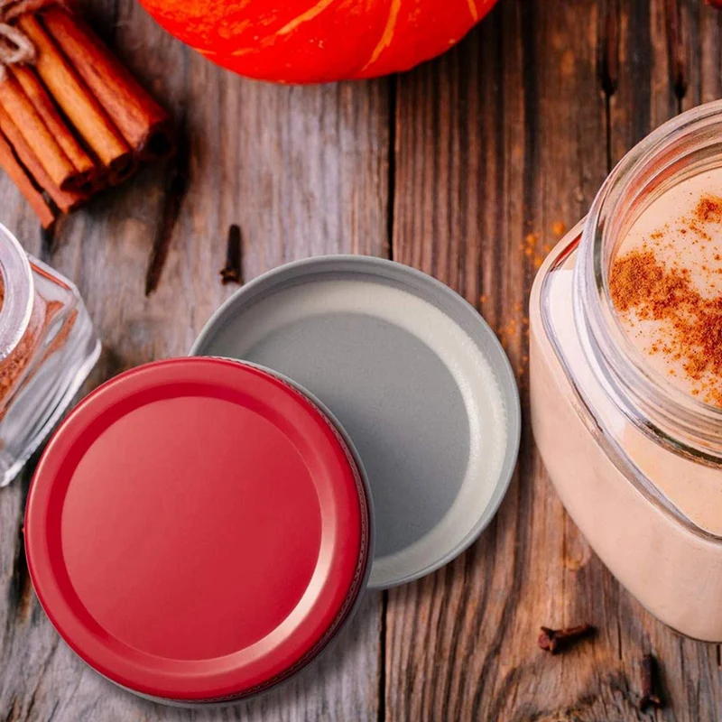 

30 Packs Mason Jar Lids Regular Mouth Leak Proof Secure Mason Storage Solid Caps Mason Canning Jars Lids (Red)