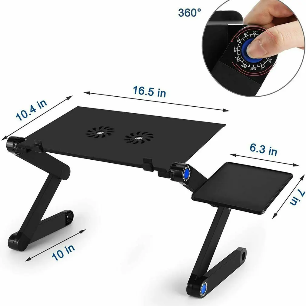 

Adjustable Aluminum Laptop Desk Ergonomic Portable TV Bed Lap Desk Tray PC Table Stand Notebook Table Desk Stand with Mouse Pad