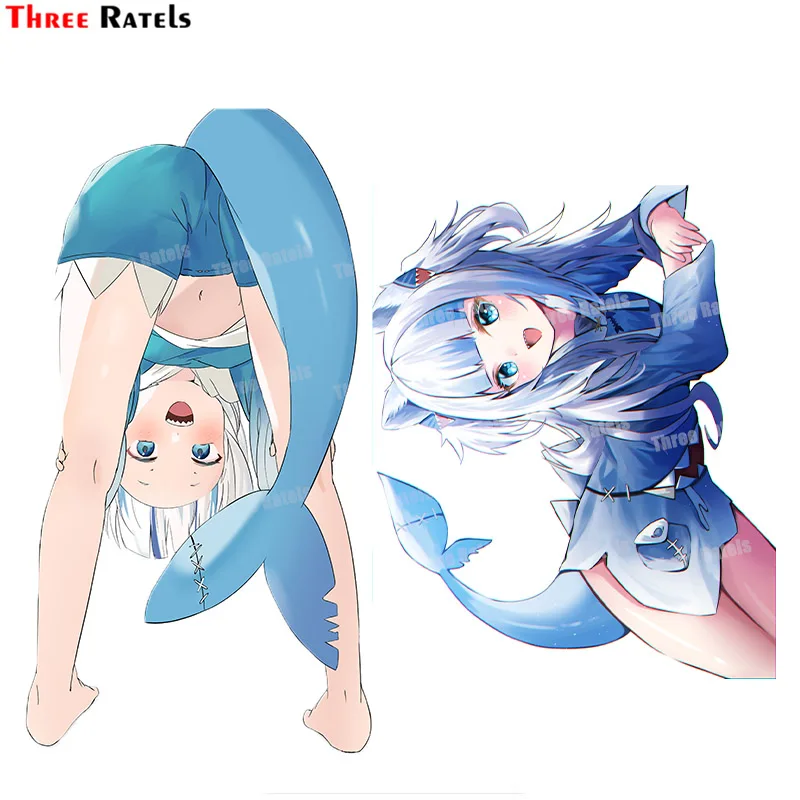 

Three Ratels A291 аниме мультфильм Gawr Gura Hololivee автомобильные аксессуары стикер Персонализированная пленка против царапин наклейка