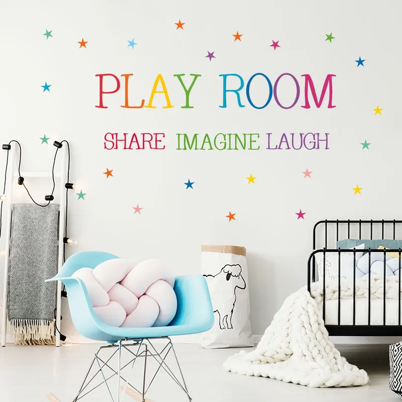

Colored pattern Play room Wall Sticker Kids rooms bedroom decorations wallpaper English proverbs Mural Removable stickers