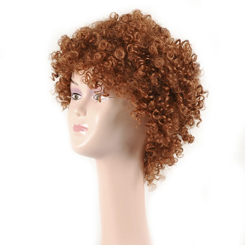 Афро кудрявый парик синтетические Короткие парики с челкой для женщин афро