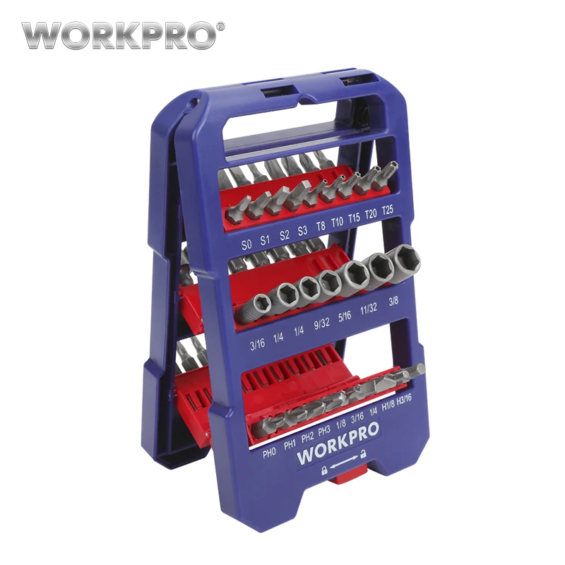 Набор бит для отвертки WORKPRO комплект из 51 предмета с шлицевыми и шестигранными