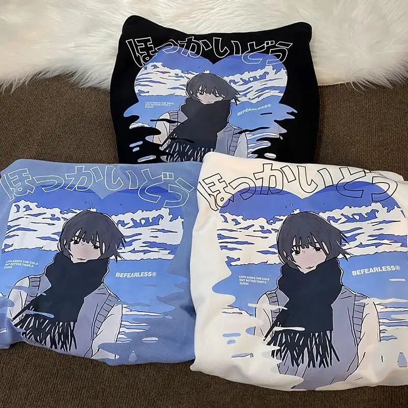 

Gothic Japan Kanji Anime Hoodie Sweatshirt Women Kawaii Clothes for Teens 2021 Autumn New Harajuku Casual Pullovers Streetwear