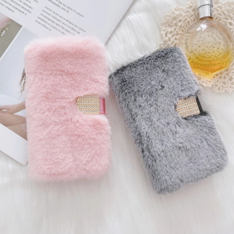 

Plush Fluffy Flip Case For iPhone 13Pro MAX Case 12 11Pro MAX XS MAX XR 7 8Plus Winter Warm Furry Card Holder Wallet Phone Cover