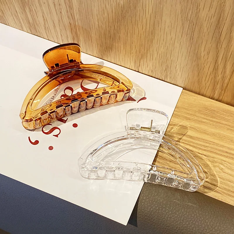 Заколка для волос женская элегантная прозрачная с геометрическим узором |