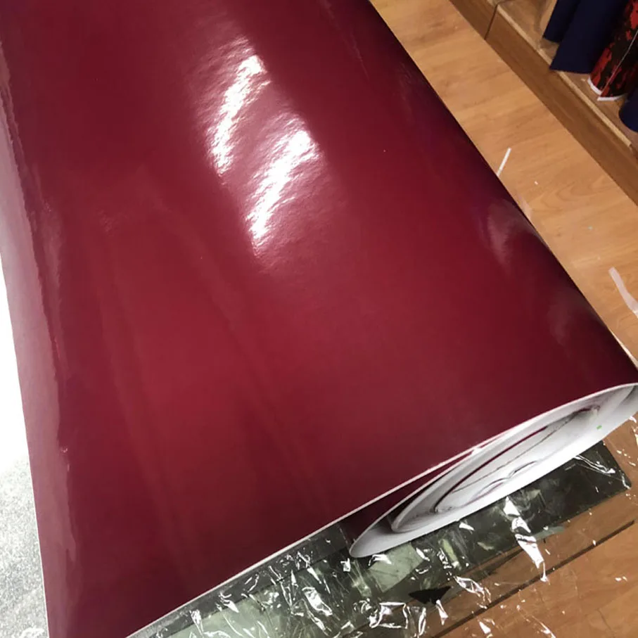 

50cm*300/500cm Glossy Dark Red Glossy Vinyl Film Gloss Glossy Car Wrap Foil Sticker With Air Bubble Free Motorcycle Car Wrapping