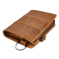 12pcs lot wallet men zipper design genuine leather vallet mini coin purse crazy horse male walet for rfidwholesale