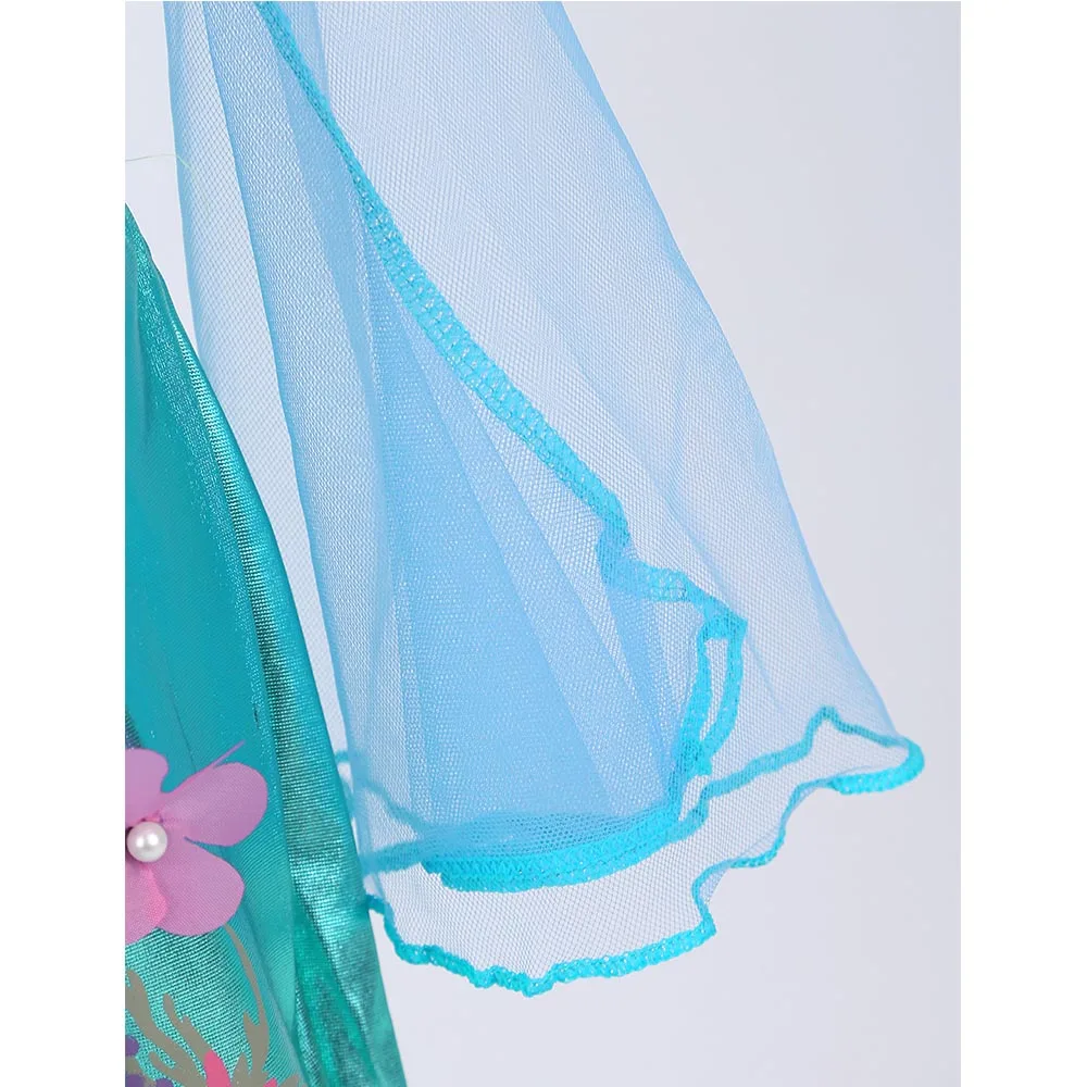 

Kids Princess Mermaid Costume Sheer Mesh Long Sleeve Dress for Children Girls Halloween Cosplay Birthday Party Stage Performance