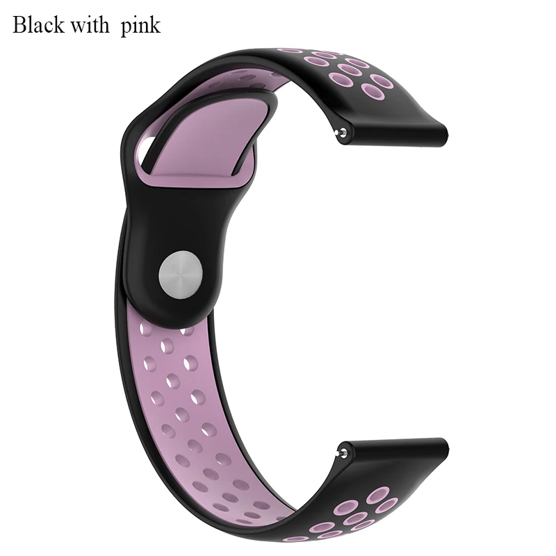 Black with pink BOORUI amazfit ремешок Bip 20 мм 22 мм двойной цвет силиконовый сменный ремешок для Xiaomi Huami Amazfit Bip Молодежные часы - Цвет: Black with pink