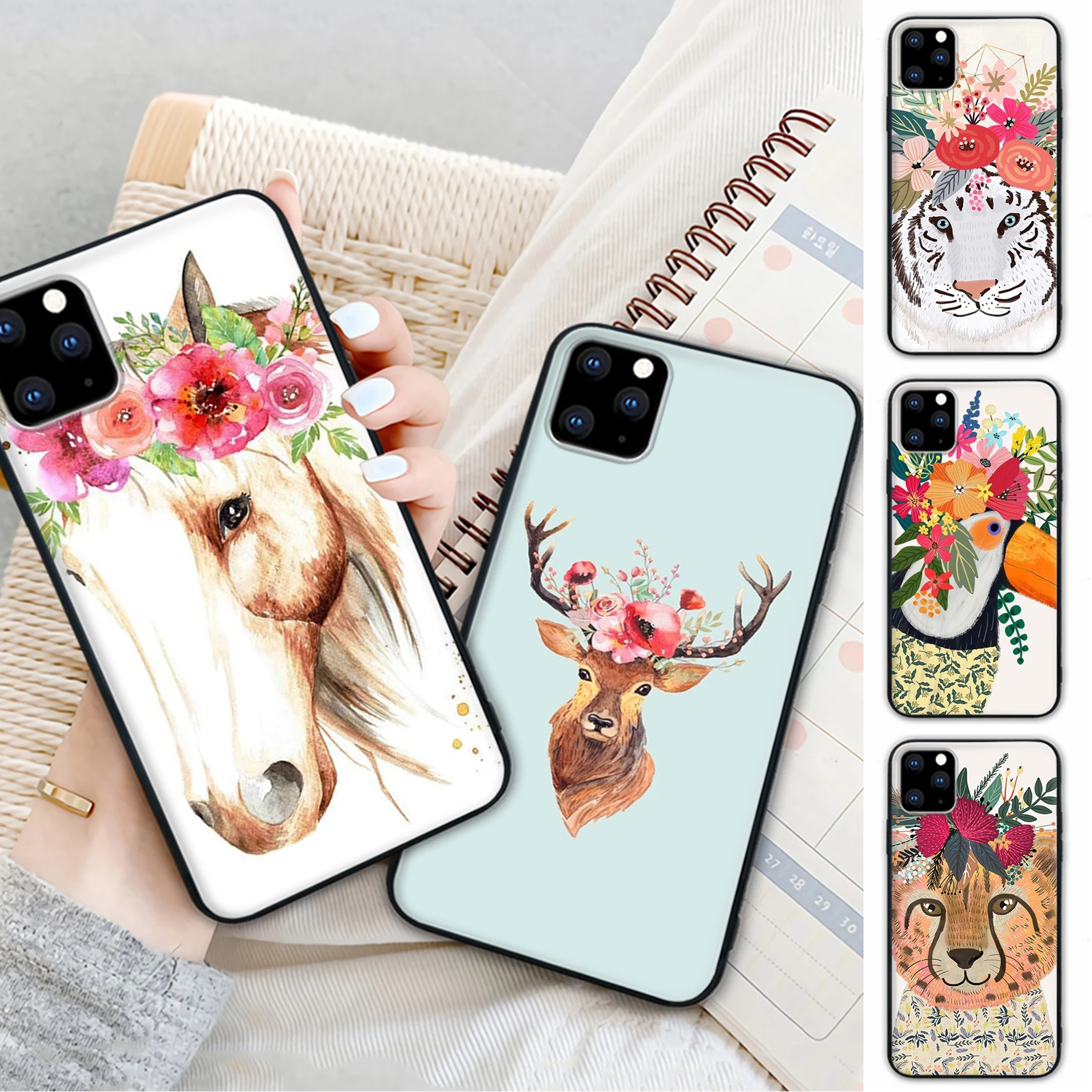 

Nice Animal Head With Flowers Telephone Cover Case For Samsung Galaxy A20 E A10 A70 A50 A30 A40 A6 A7 2017 2018 A9 A80