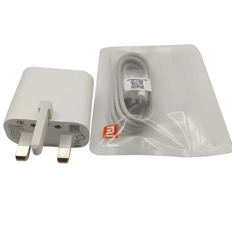 Xiao mi UK Plug быстрое зарядное устройство USB адаптер type-C кабель для mi 9 pro 8 9T Lite 6 CC9 A1 A2 Max 3 mi x 3 2 2S Red mi note 8 7 k20 pro - Цвет: UK Charger and Cable