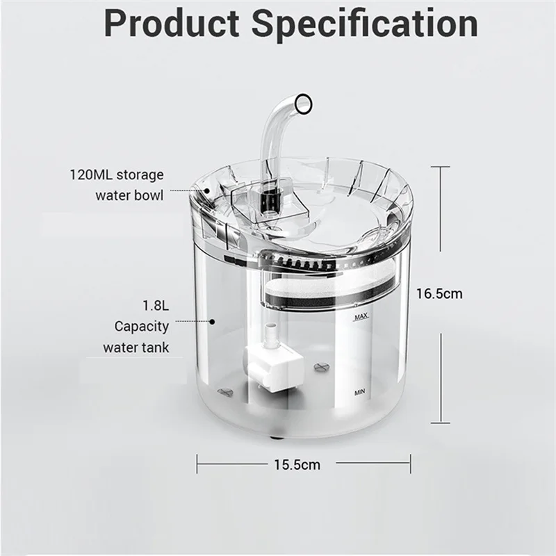 2L Automatic Cat Water Fountain with Faucet Dog Dispenser Transparent Drinkers for Cats Pet Drinking Bowl Filter Feeder | Дом и сад