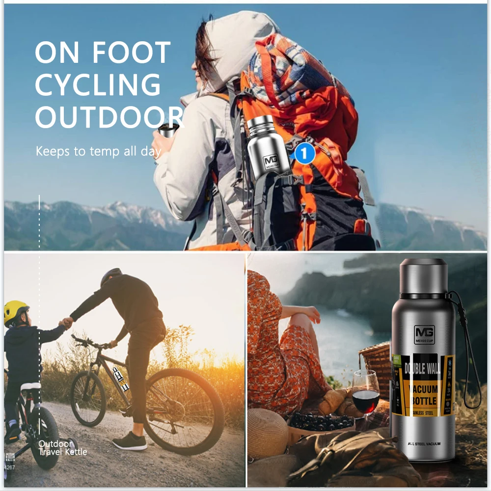 

500/700/1000/1500ml Grote Capaciteit Thermos Fles Water Voor Thee Draagbare Thermische Mok Rvs Cup Sport Fietsen Geisoleerde