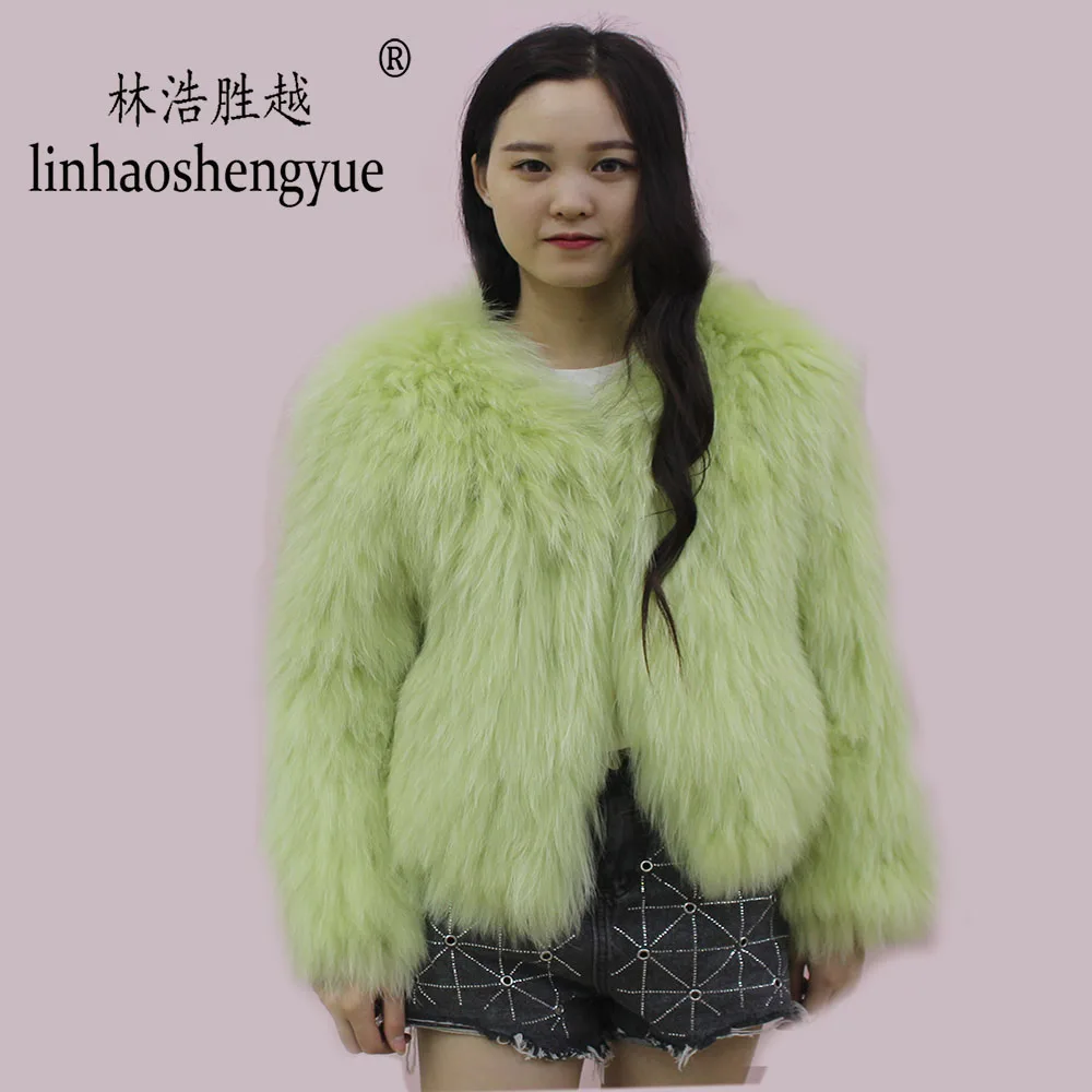 Linhaoshengyue 2020 hot fashion  women Real raccoon fur short coat  Real fur