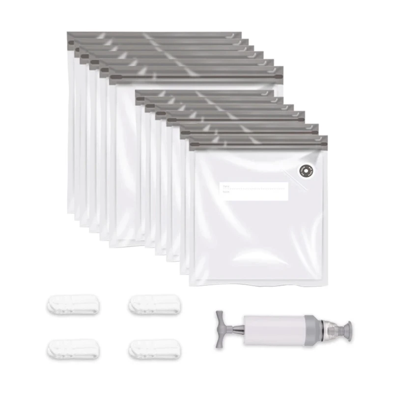 

1Set Reusable Food Vacuum Storage Bags,Household Food Hermetic Bags with Hand Pump Sealing Clips,Food Freezer Containers