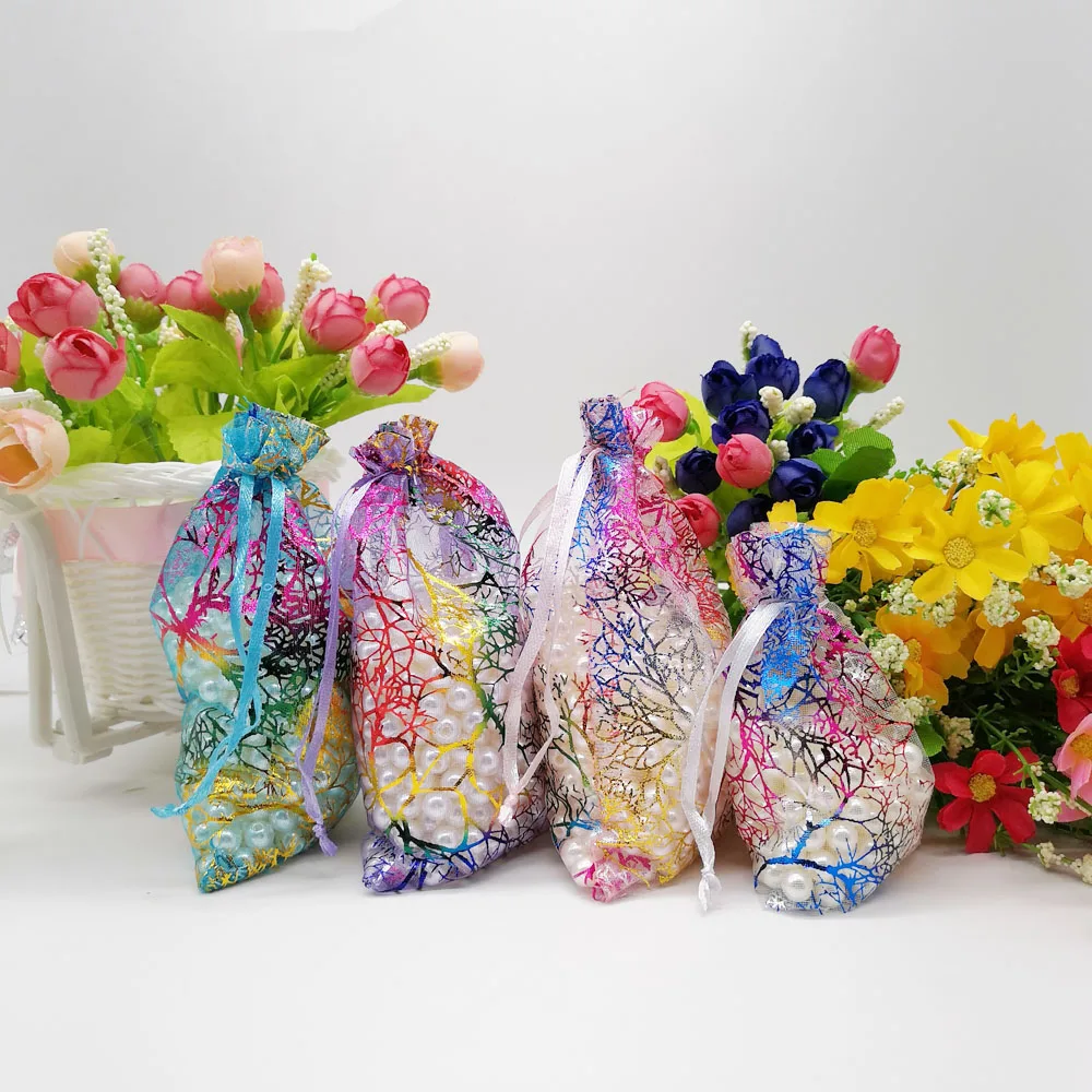 Мешочек из органзы кораллового цвета 100 шт. | Украшения и аксессуары