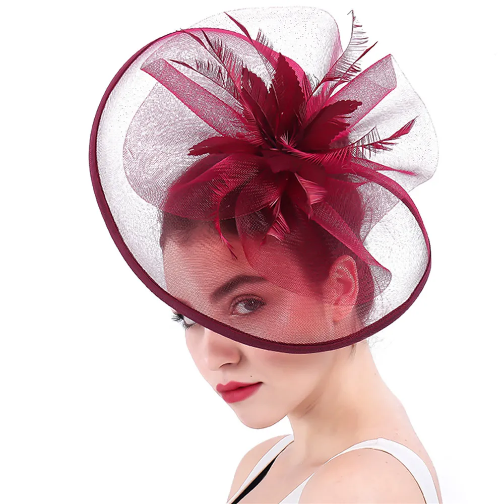 Вуалетка с перьями шляпа коричневые кринолиновые аксессуары для волос свадьбы