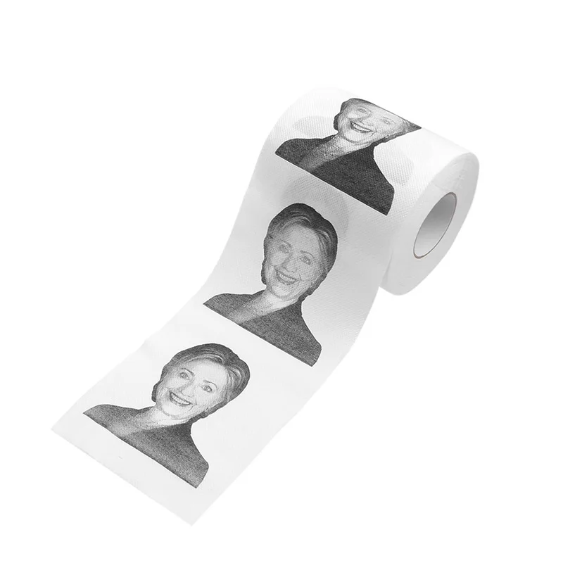 

Hillary Clinton Donald Trump Dollar Humour Toilet Paper Gift Dump Funny Gag Roll