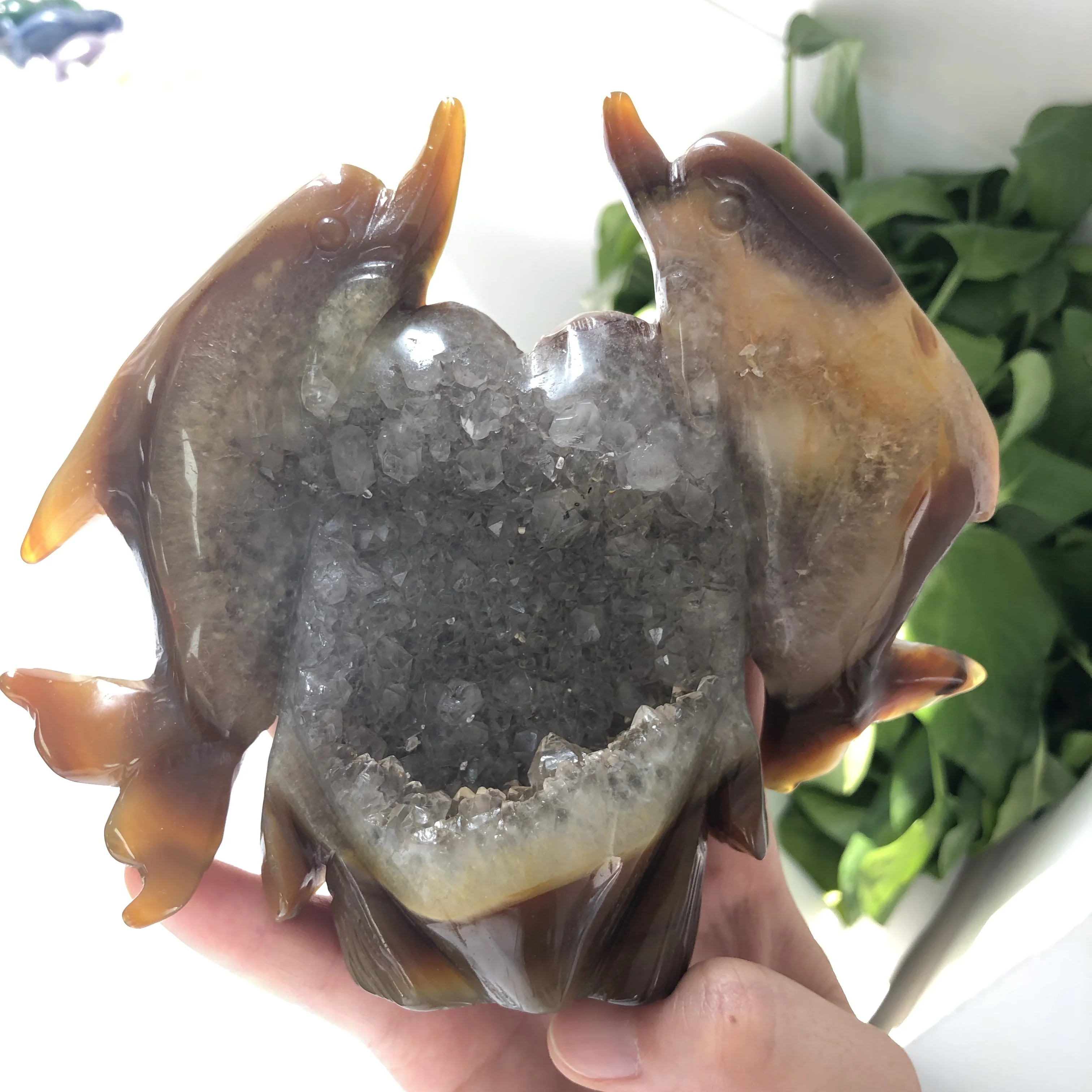 Природный хрусталь агат дельфин кластер драгоценный камень фэн-шуй рисование