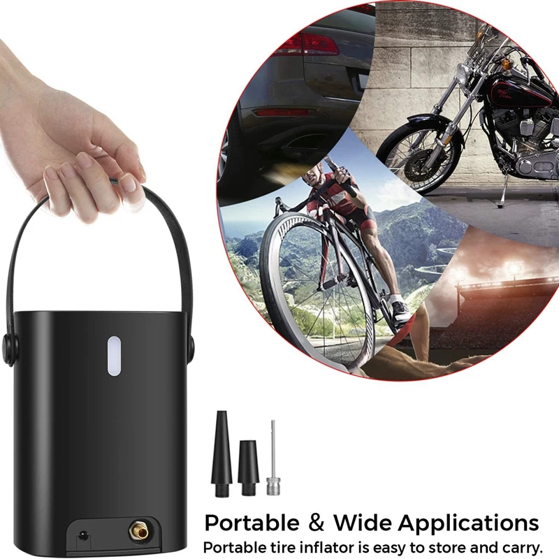 Barato AU05-compresor De Aire Portátil Para Coche, Inflador De Neumáticos De 150PSI, Bomba De Neumáticos Recargable Por USB Para Neumáticos De Coche, Bicicletas, Bolas De Motocicleta