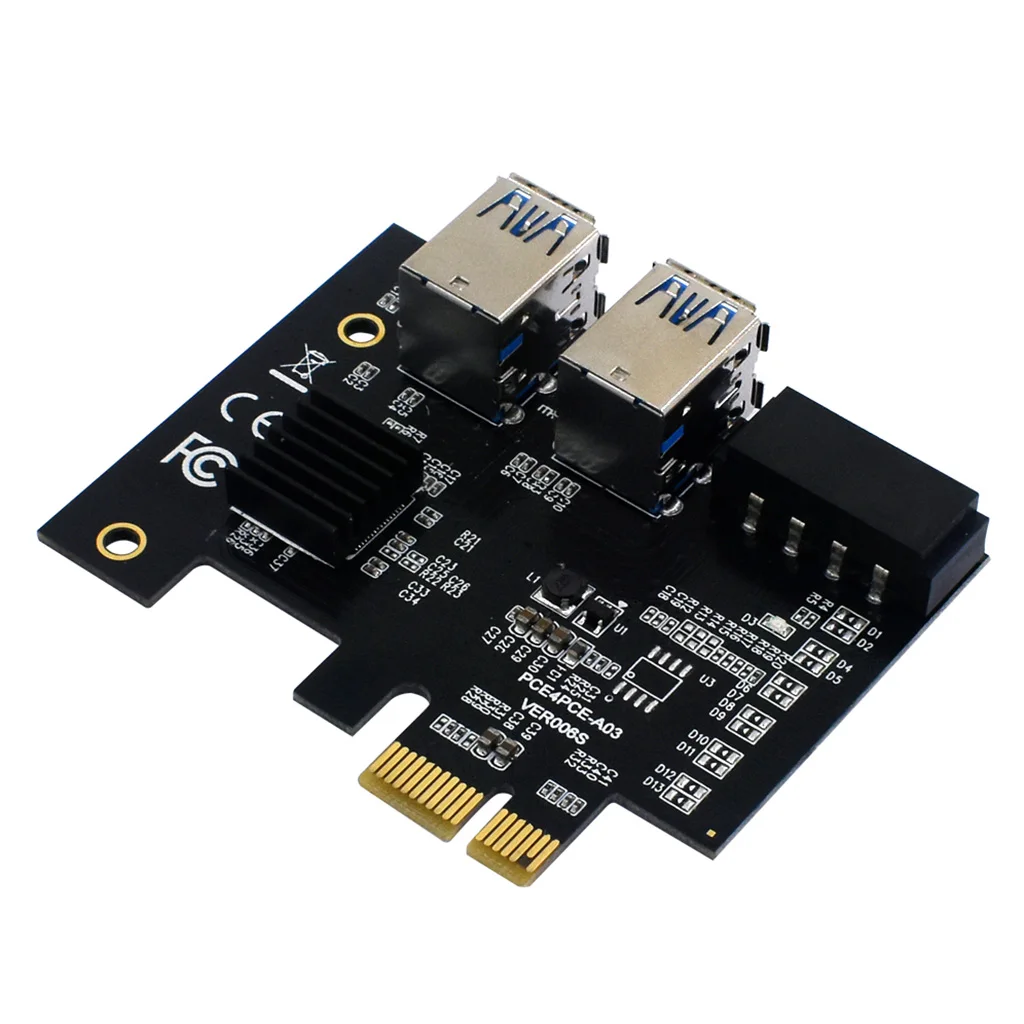 

PCI-E к PCIe адаптер PCI-Express от 1x до 16x майнинговая карта Riser от 1 до 4 USB 3,0 множитель с 4-контактным портом питания Molex для BTC