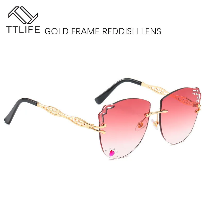 

TTLIFE Rimless Sunglasses Women Brand Designer Sun Glasses Gradient Shades Cutting Lens Ladies Rimless Metal Eyeglasses UV400