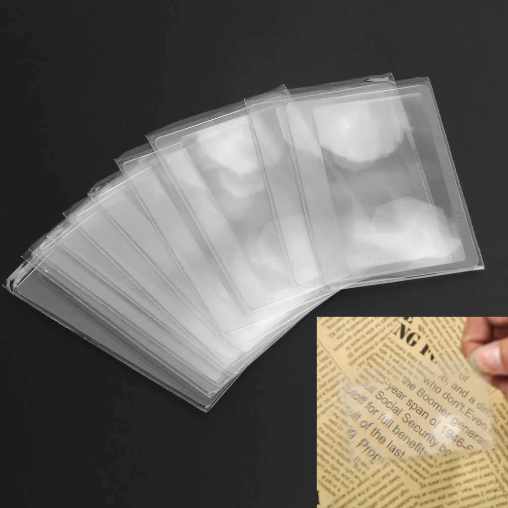 

100PCS 3X Magnifier Magnification Magnifying Fresnel LENS 8.00*5.50*0.04cm Pocket Credit Card Size Transparent magnifying glass