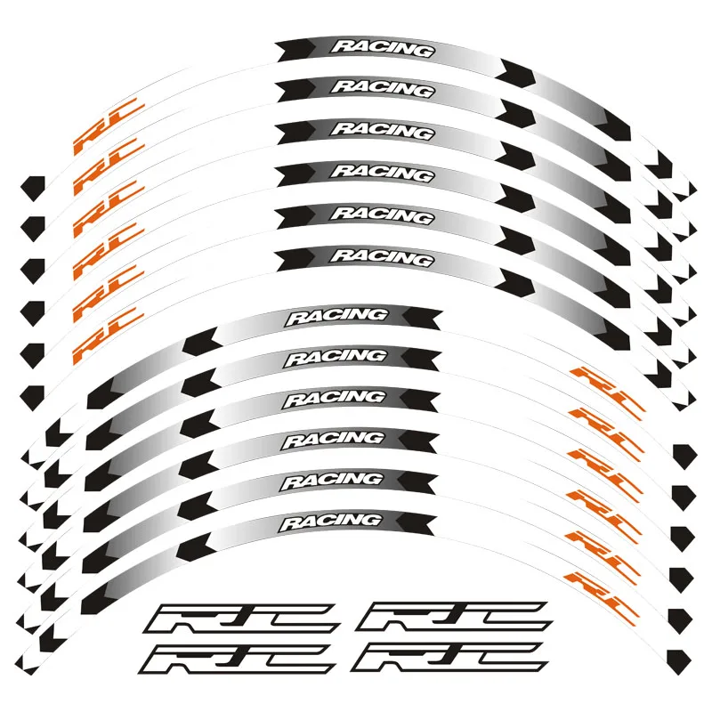 Новинка высокое качество 12 шт. подходит для колеса мотоцикла наклейка в полоску