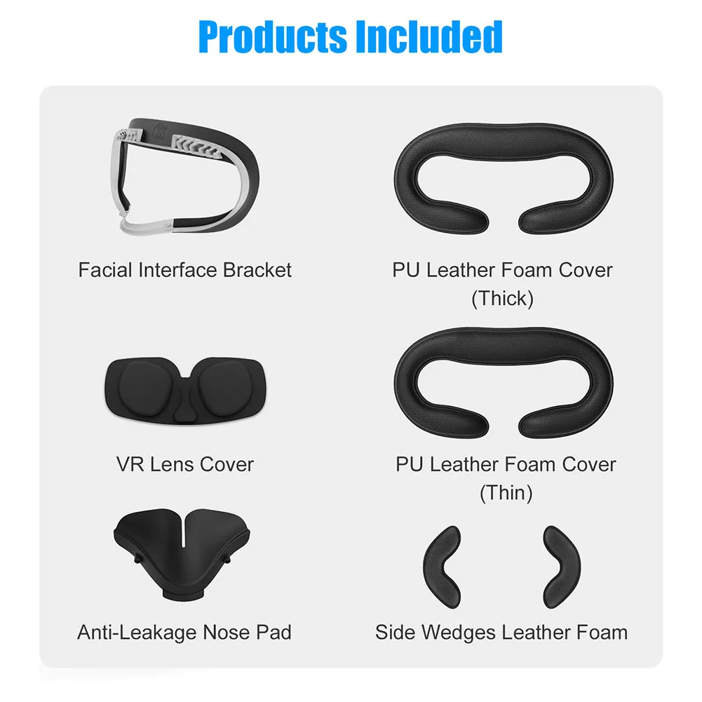 

7 In 1 Easy Install VR Facial Pad Set PU Leather Interface Bracket Replacement Parts Soft Anti Leakage Light For Oculus Quest 2