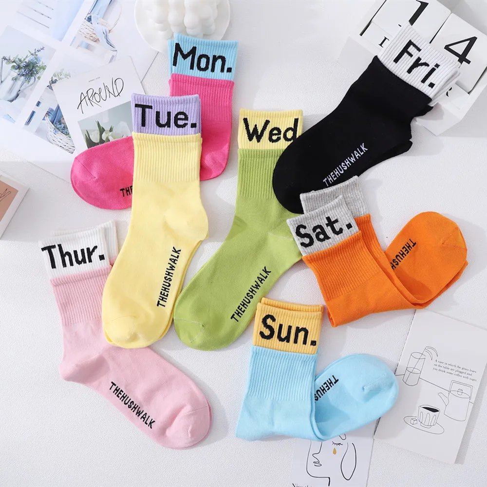 В Корейском стиле носки для женщин и мужчин хлопковые в Харадзюку средние Носки