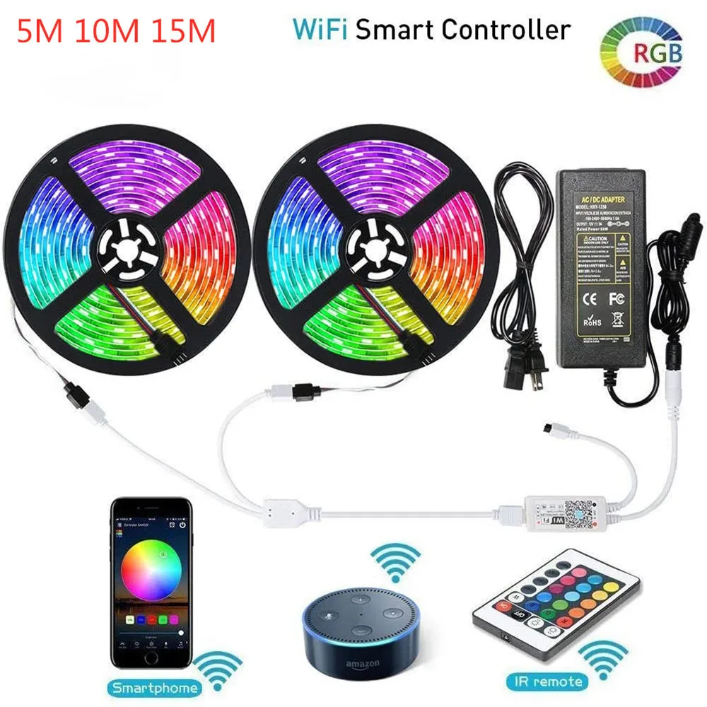 

СВЕТОДИОДНАЯ лента SMD 5050 RGB с поддержкой Wi-Fi, 12 в пост. Тока