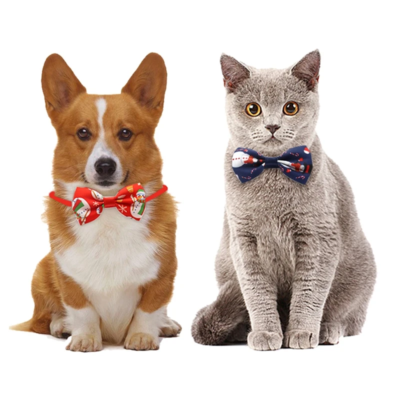 

Puppy Cat Necklace Christmas Dog Bow Tie for Dog Cat Adjustable Pet Accessories Neck Strap Grooming Collars Dog Accessories