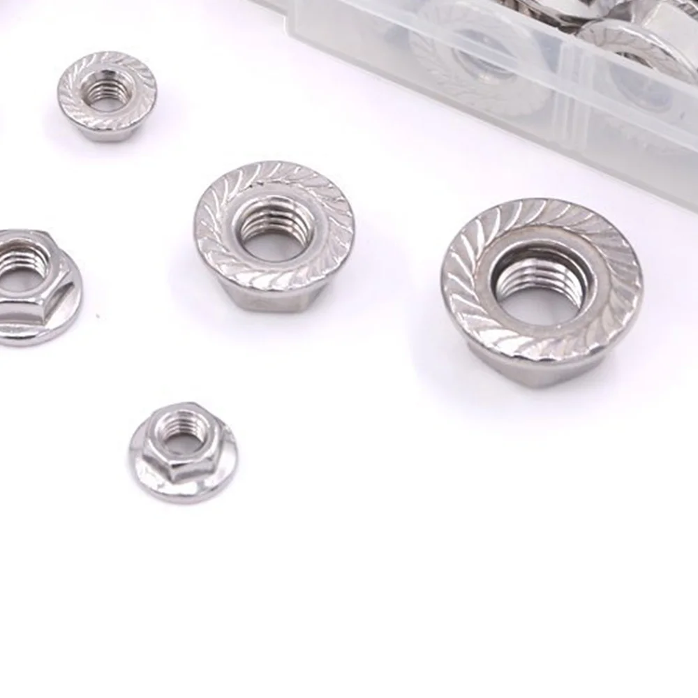 

140 Pieces Stainless Steel Insert Hex Flange Lock Nuts M3 M4 M5 M6 M8 M10 M12