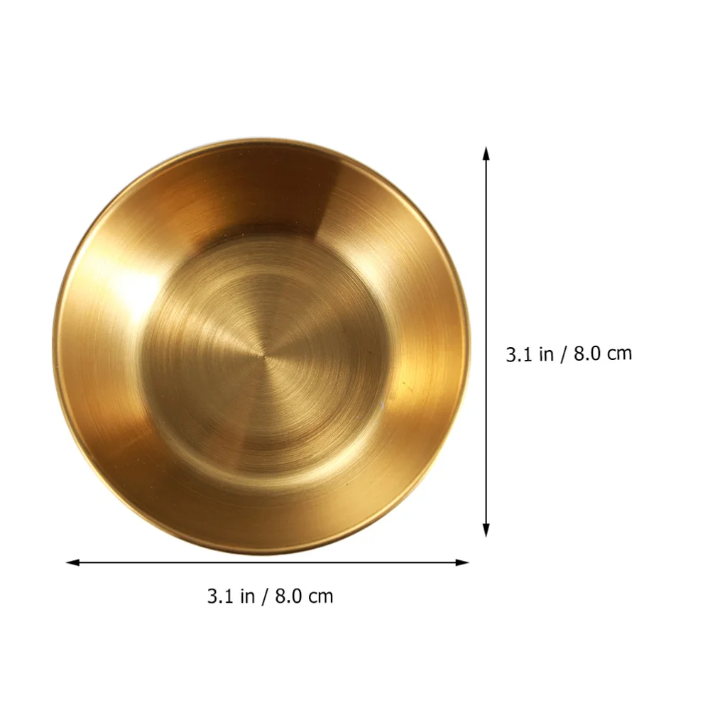 

4pcs Sauce Plates Flavor Metal Round Dish Seasoning Dish Plates Tableware