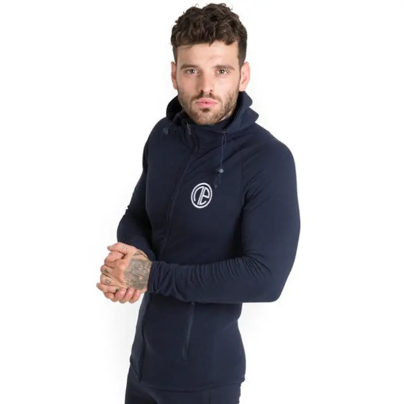 Navy blue (Hoodie) Mens Running Sportswear Sets Sweatshirt Sweatpants Gym Fitness Bodybuilding Hoodies Tops Pants Male Jogging Workout Tracksuits - Color: Navy blue (Hoodie)