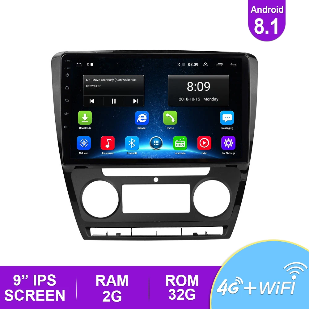 Android автомобильное радио 10 1 ''IPS 2din мультимедийный плеер для SKODA Octavia 2 2011 2013 A5