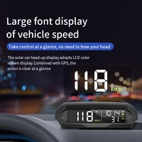 top wireless solor gps car hud head up display solar powered windscreen projector digital speed display overspeed alarm systems