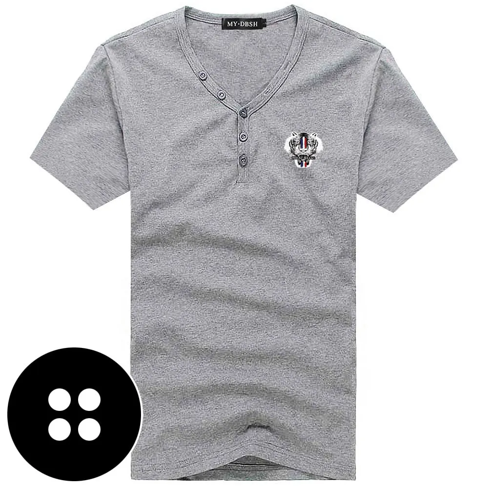 A66-Short-Gray Мужская футболка большого размера, весна-осень, новинка, эластичная хлопковая футболка, Мужская одноцветная футболка, на пуговицах, воротник, длинный рукав, топ, тройники - Цвет: A66-Short-Gray