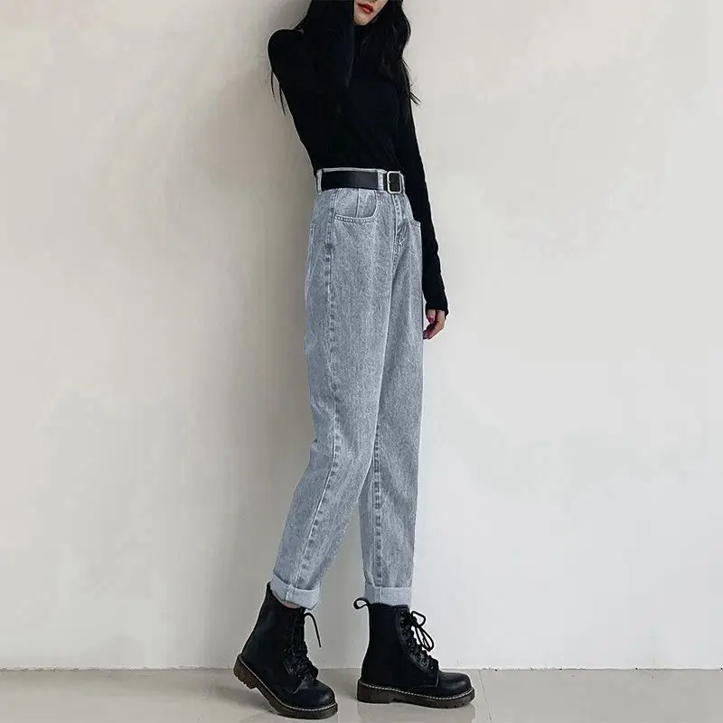 

High waisted jeans women's wear spring and autumn 2020 new loose and thin retro straight pants
