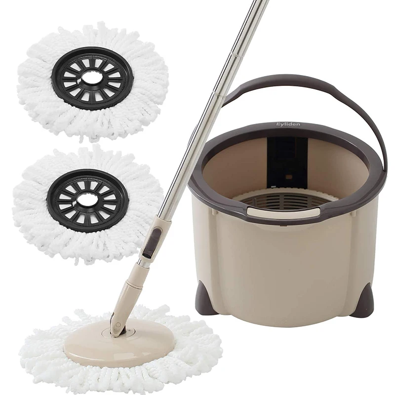

Eyliden Spin Mop Bucket Microfiber Spinning Mop with 2 Microfiber Mop Heads 360 °Rotating Adjustable Handle for Home Cleaning