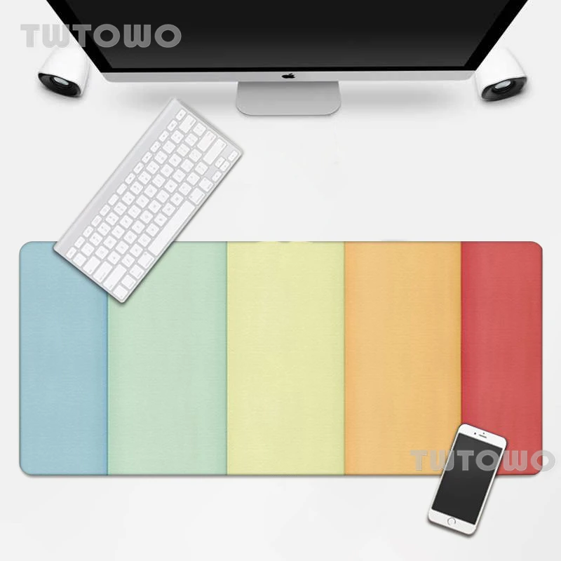 

Красивый цветной полосатый игровой коврик для мыши большого размера, мультяшный милый геймерский мягкий ковер из натурального каучука, дом...