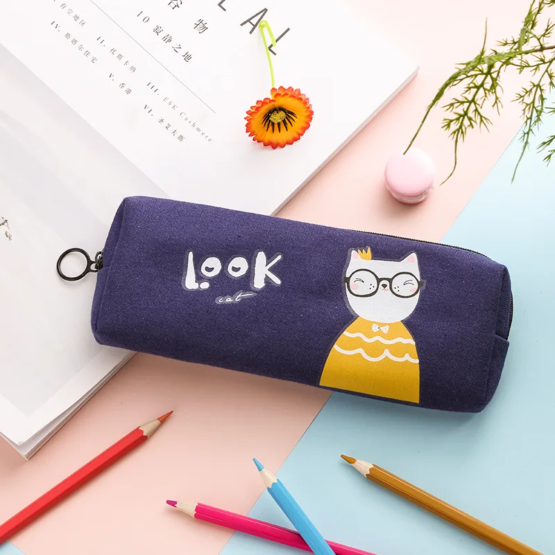 Чехол для карандашей с кошкой холст estojo escolar креативный trousse scolaire stylo школьные