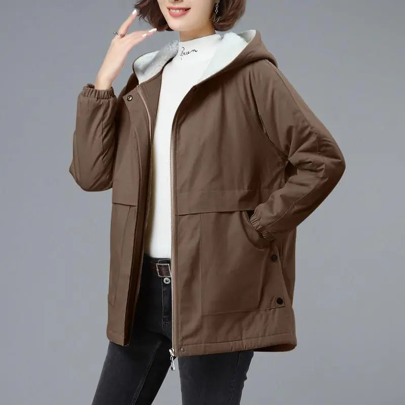 

Winter 2021 new plush and thickened warm cotton jacket women's middle long Korean loose and thin cotton jacket women